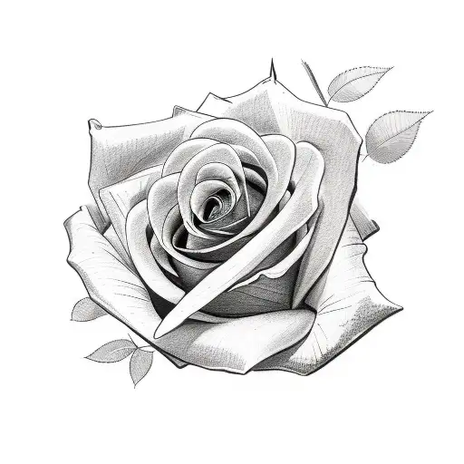 A Sketch Style Tattoo Of A Rose Bouquet With Subtle Front Desk References Hidden Within The Design