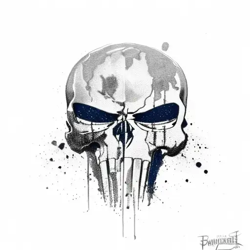 The Punisher Skull Filled In With The Italian Flag And The Blue Line Flag