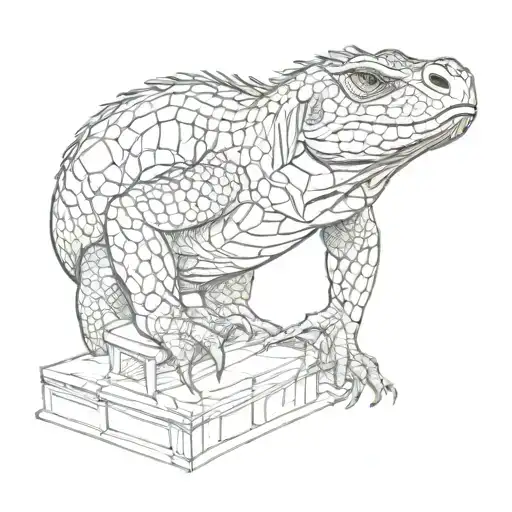 A Sketch Of A Komodo Dragon Wrapped Around A Sports Trophy