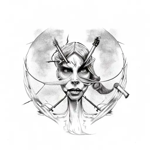 Witch Being Burned Tied To Lobotomy Tools