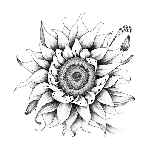 A Sunflower And Lily Bouquet With A Butterfly Perched On Top