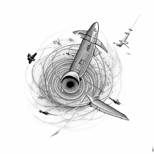 Many Little Airplanes In Barb Wire Spiral