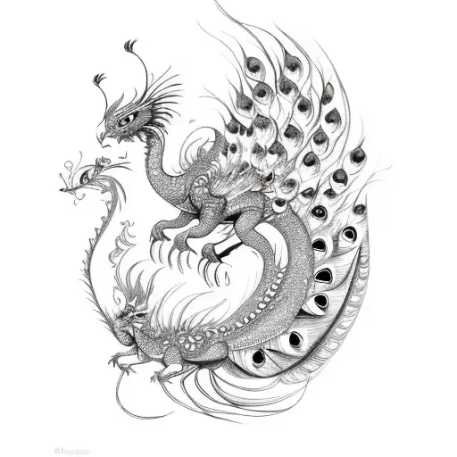 Peacock Riding A Dragon