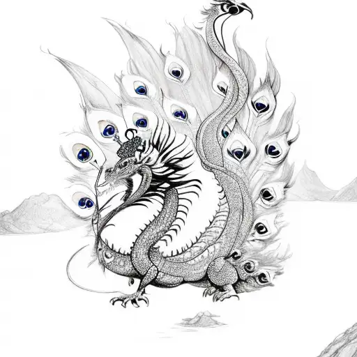 Peacock Riding A Dragon