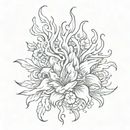 Flames And Floral Design