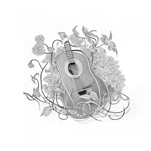 Guitar With Vines And Flowers