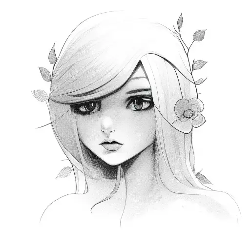 Girl Cartoon With A Bush