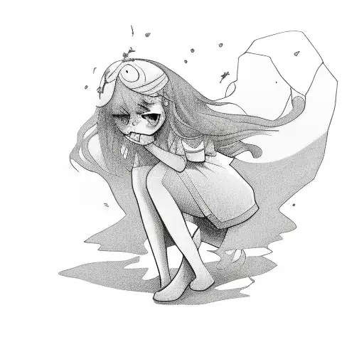 Girl Cartoon With A Bush On Her Leg