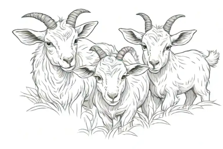 Two Baby Goats Grazing Peacefully