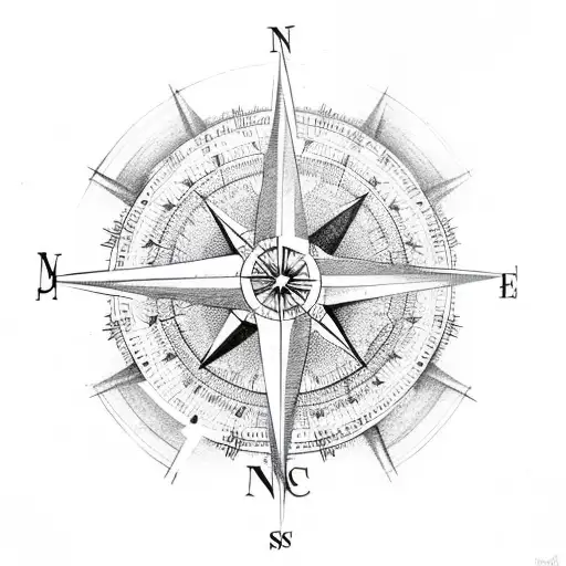 A Compass Rose With Music Notes As The Directional Arrows