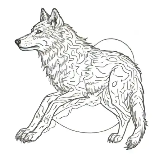 Wolf Sitting Moon