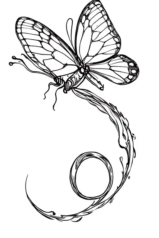 Butterfly Flying With Semicolon Incorporated With Intricate Background