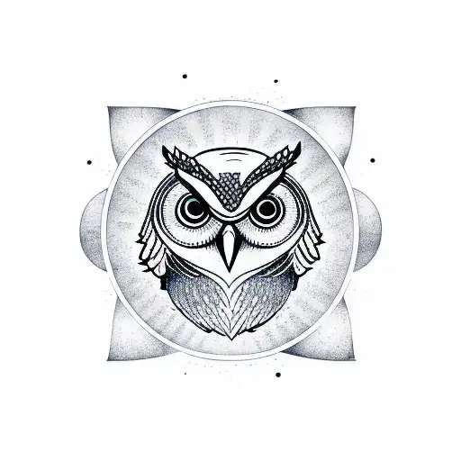 Combine A Mason Symbol With A Detailed Owl Head And A Planet In The Background