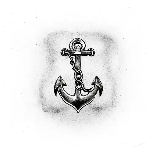 Anchor With Chain Reaching Toward Another Persons Tatoo