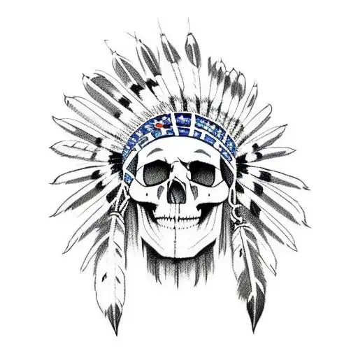 Patriotic Native American Skull Headdress