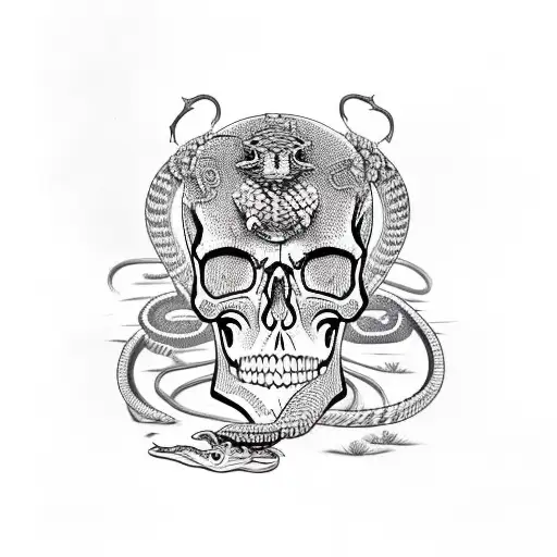 Skull With Rattlesnake Attached To It