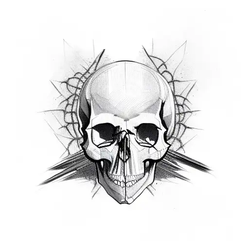 Skull Wrapped Around With Barbed Wire