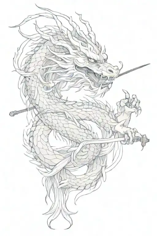 Japanese Dragon Wrapped Around Samuri Sword