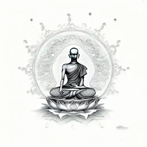 Budist Monk In Lotus Position Levitating