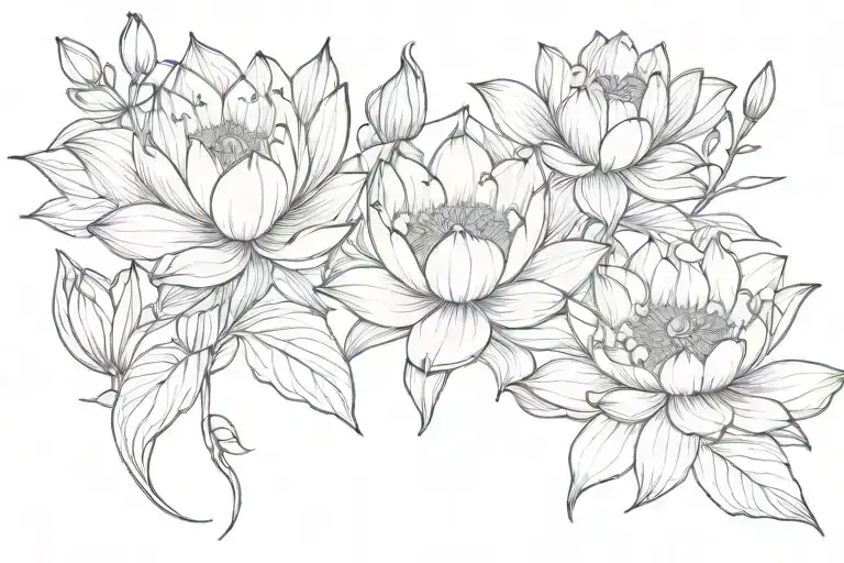 Lotus And Gentian Flowers