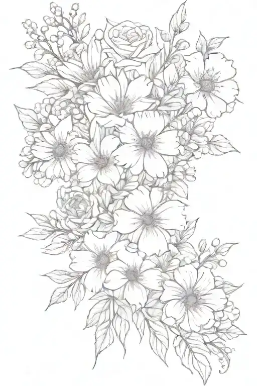 7 Birth Flower Bouquet Tied With Last Name Written