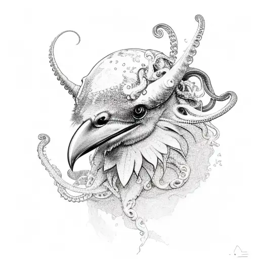 Raven Holded By Tentacles