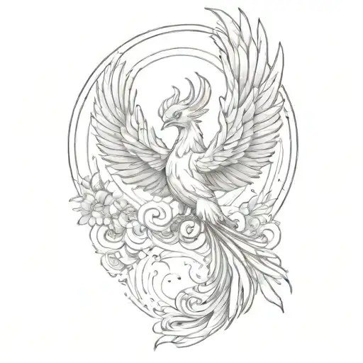 Phoenix Rising Japanese Style Big Wings Without Borders Around It