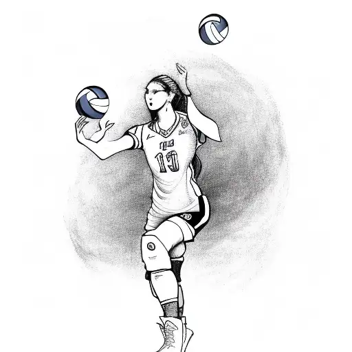 A Volleyball Player With Music Notes Flowing Out Of Their Hands As They Serve