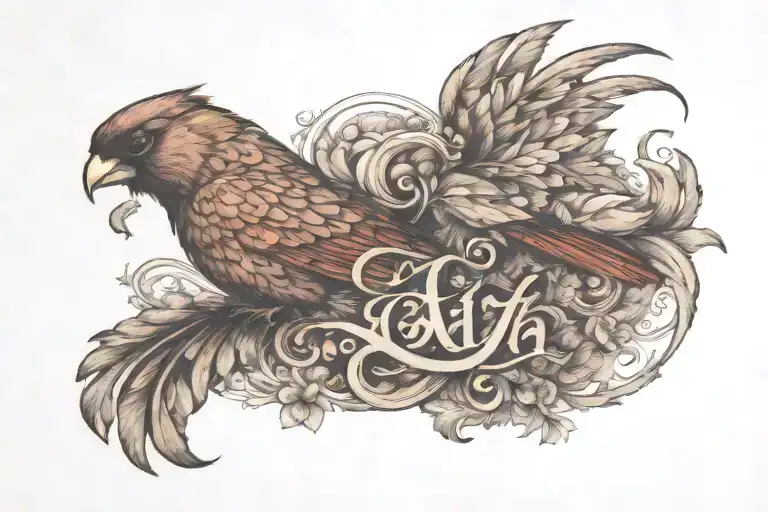 Faith Written Out With A Cardinal And Leapord Print
