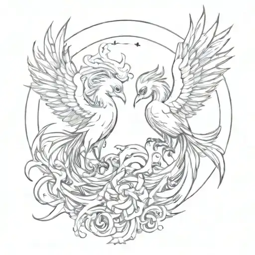 Two Baby Pheonix Morphing Into Pisces And Scorpio Zodiac Sign