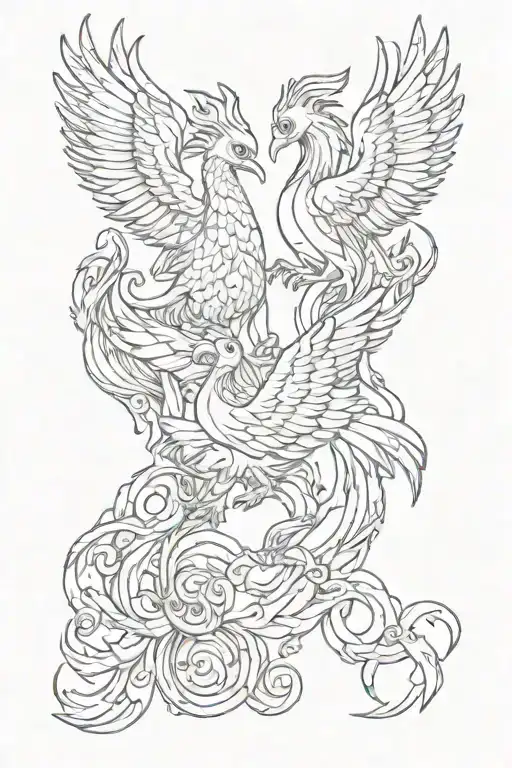 Two Baby Pheonix Morphing Into Pisces And Scorpio Zodiac Sign