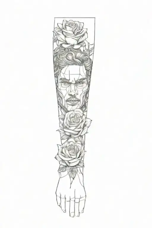 A Tattoo Of A Man With A Rose On His Arm