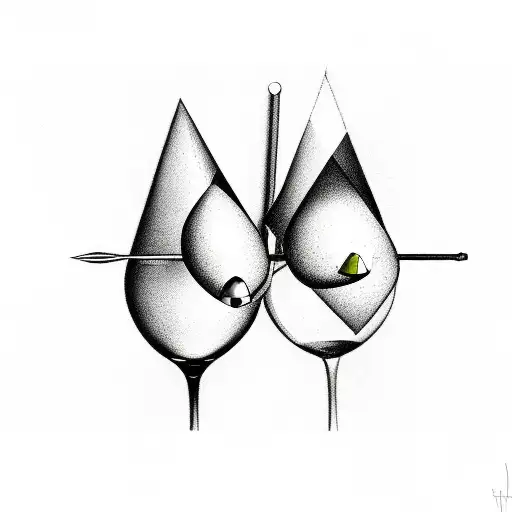 Three Martini Olives On A Stick Surrealism Abstract