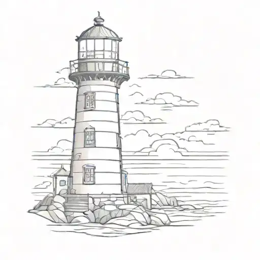 Light House With A Sunset Scene