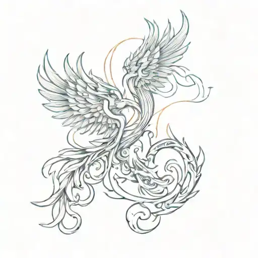 Two Pheonix As Pisces And Scorpio Zodiac Sign Intertwined