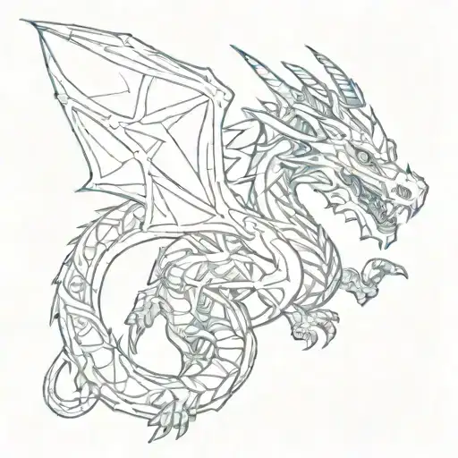 A Sketch Of A Cybernetic Dragon Intertwined With Circuit Patterns