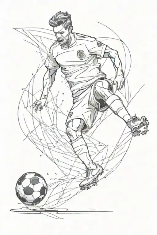 Soccer Player Kicking Pads In A Creative Minimalist