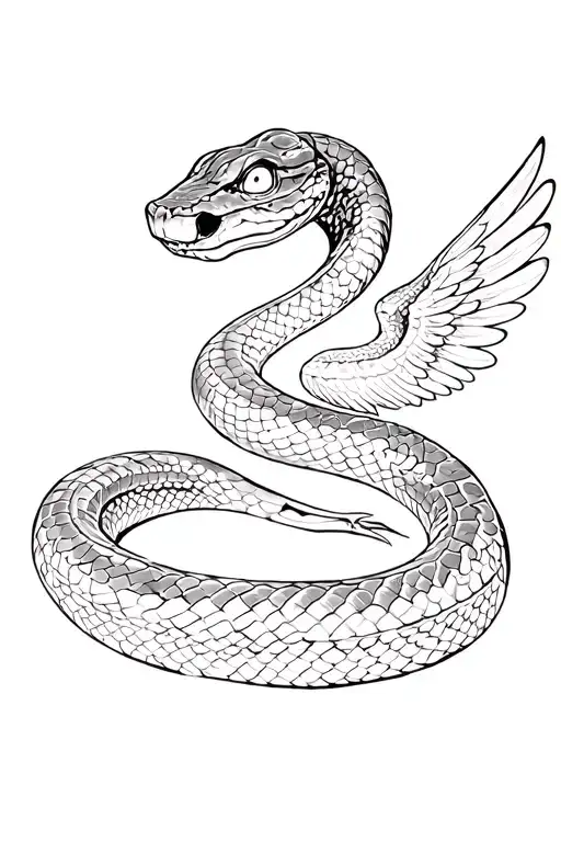 Snake With White Eyes And Wings