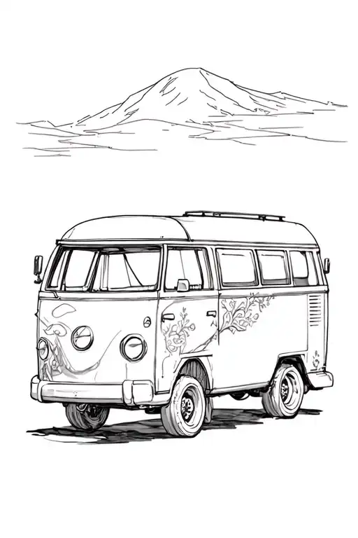 Campervan Black And White