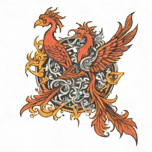 Two Pheonix As Pisces And Scorpio Zodiac Sign Incorporated