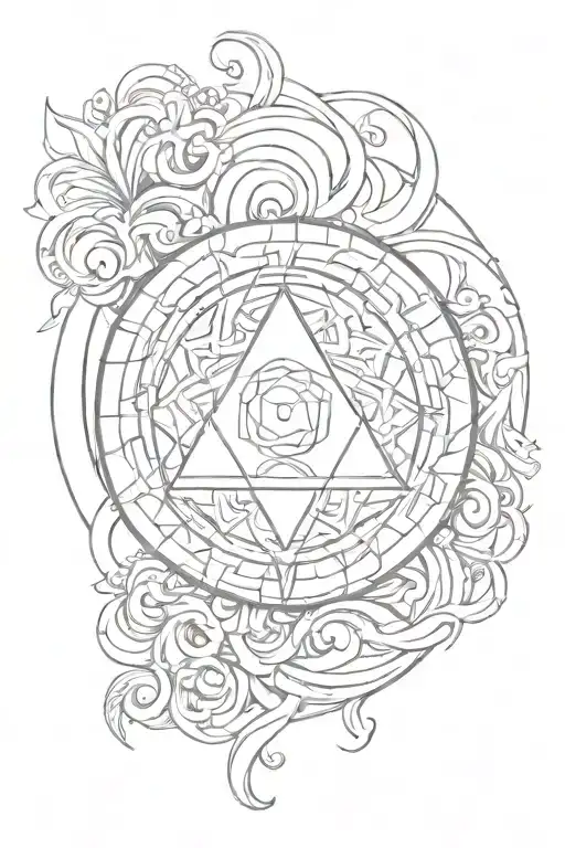 Wavy Chakra Surrounded By Ribbon Intertwined