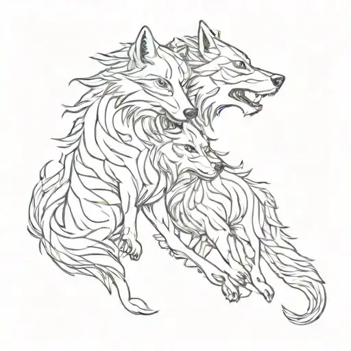 Two Wolves Forming Pisces And Scorpio Zodiac