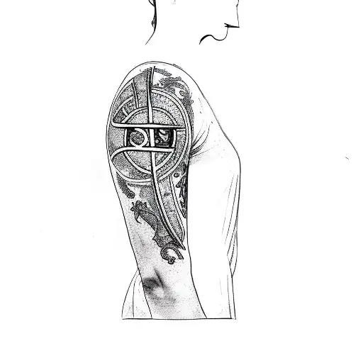 A Tattoo Of A Cross And A Crescent Moon