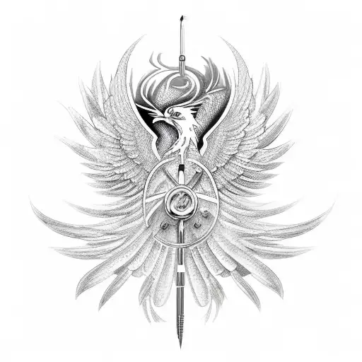 An Intricate Surgical Tool Design Intertwined With A Phoenix Symbolizing Rebirth And Transformation