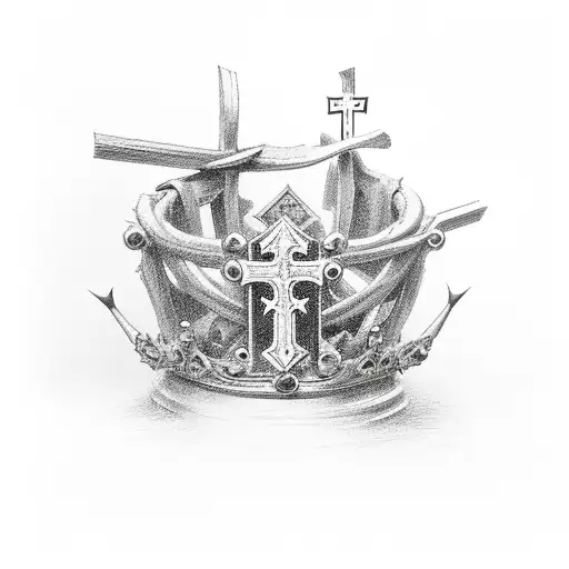 Christain Cross With Thorn Crown