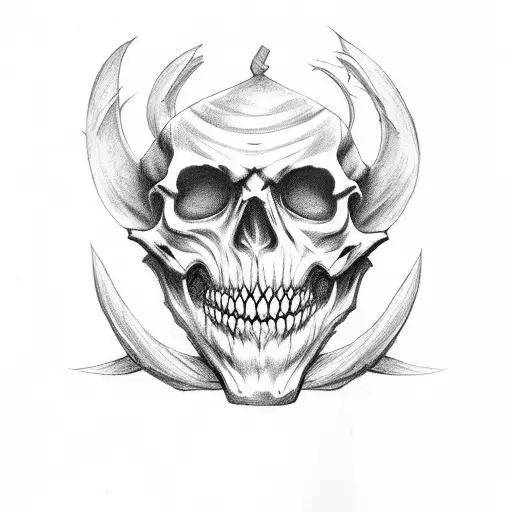 Ah Puch Wearing An Troll Mask And Holding A Human Skeleton In Its Hand