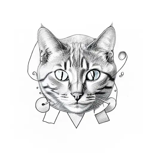 Outline Of A Cat With The Letter B