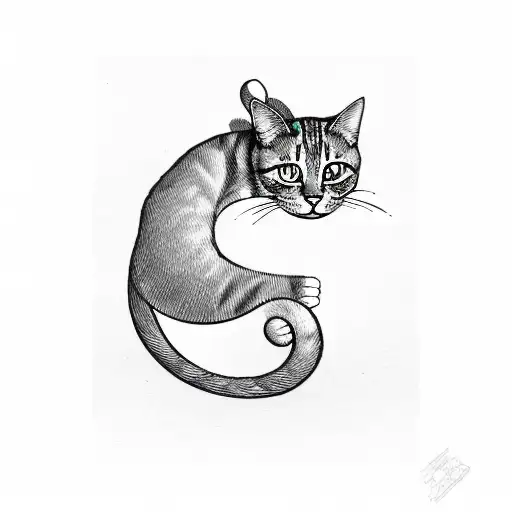 Outline Of A Cat With The Letter B Near It