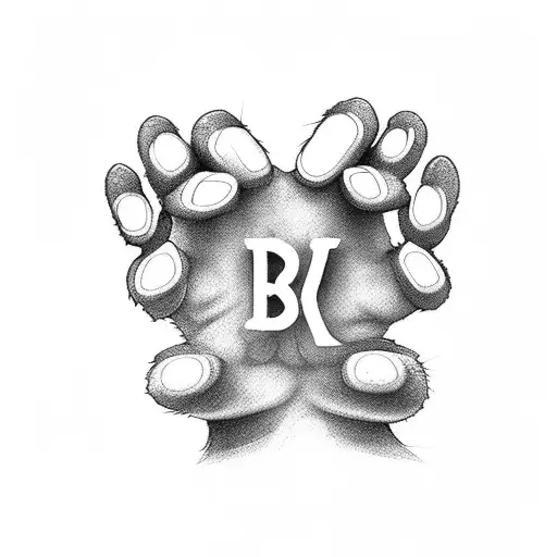 Cat Paw And The Letter B Near It