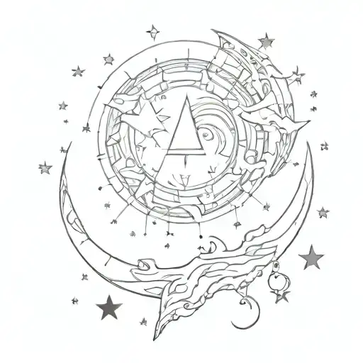 Flashes Of Light With Stars And Moon